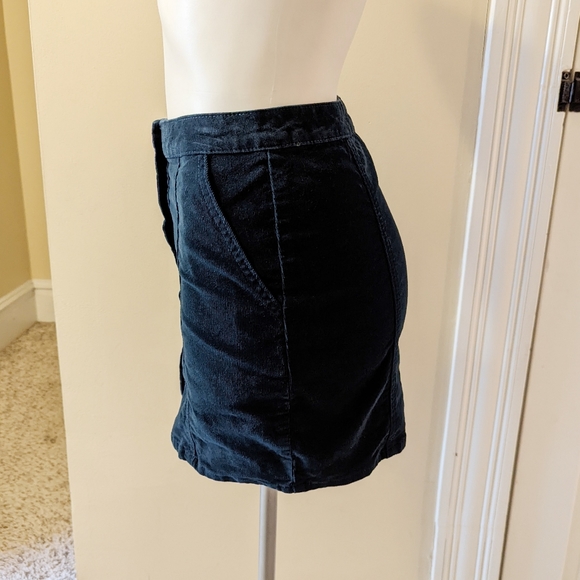 Altar'd State dark teal snap front corduroy mini skirt size xs - Picture 2 of 8